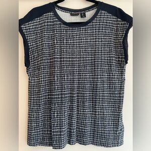 Tahari Blue Plaid Sleeveless Top